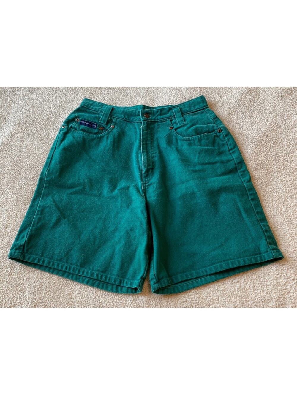 VTG 90s PARIS SPORTS CLUB Teal Green Jean Denim Shorts SIze 8 Retro Vintage